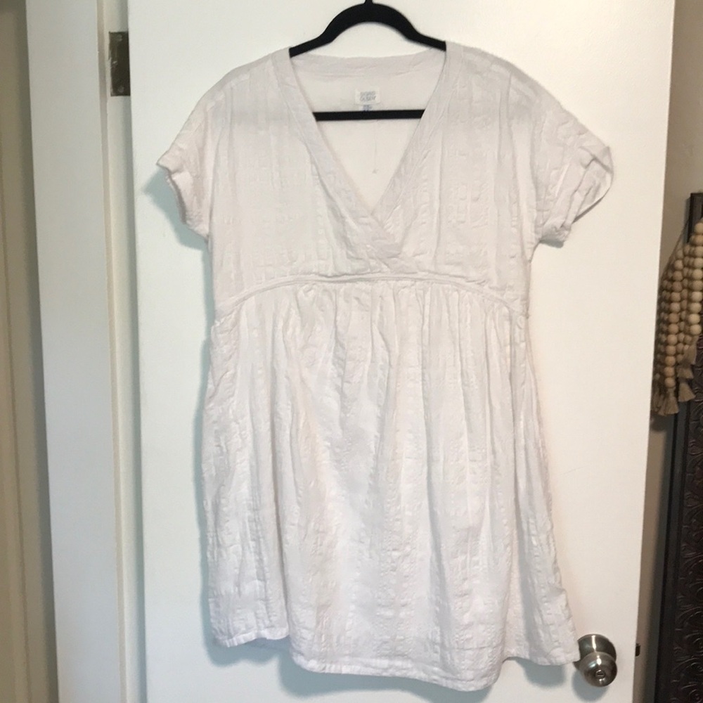 New Sigrid Olsen White Linen Blend Textured Dress. XS